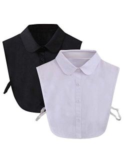 Joyci Crystal Pearl Pure Color Half Shirt False Collar Detachable Faux Hollowed-Out