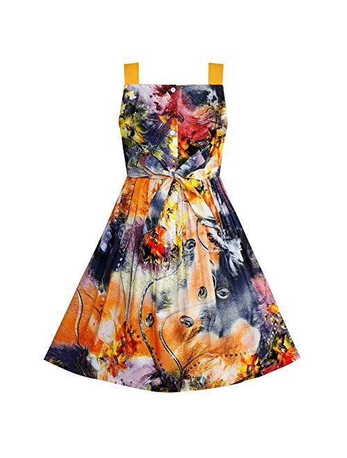 Sunny Fashion Girls Dress Tank Bow Tie Sundress Summer Beach Floral Size 6-12