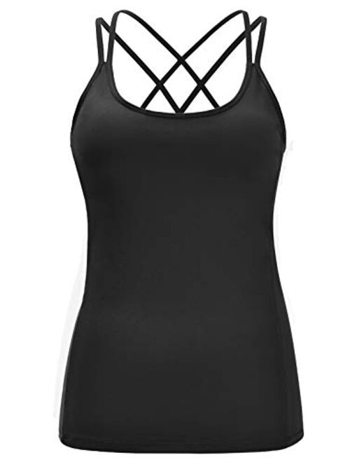 ATTRACO Workout Built in Bra Camisole Yoga Tops