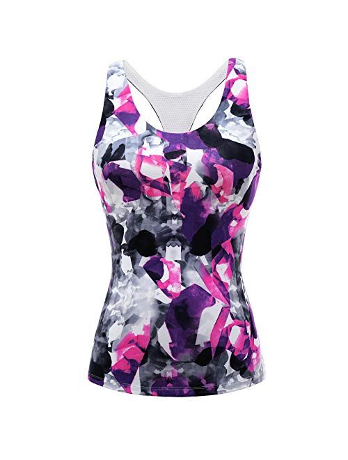 Aonour Workout Tops for Women with Built in Bra Criss Cross Tank Tops for Women Slim Fit Gym Clothes for Women