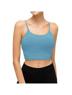 light & leaf 1/2 Pack Crop Tank Tops with Built in Bra Padded Long Yoga Sports Bra Fashion Womenswear for Workout Fitness