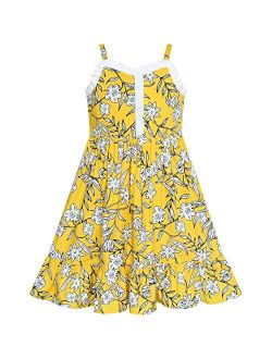 Girls Dress Yellow Flower Tank Sundress Party Size 4-8