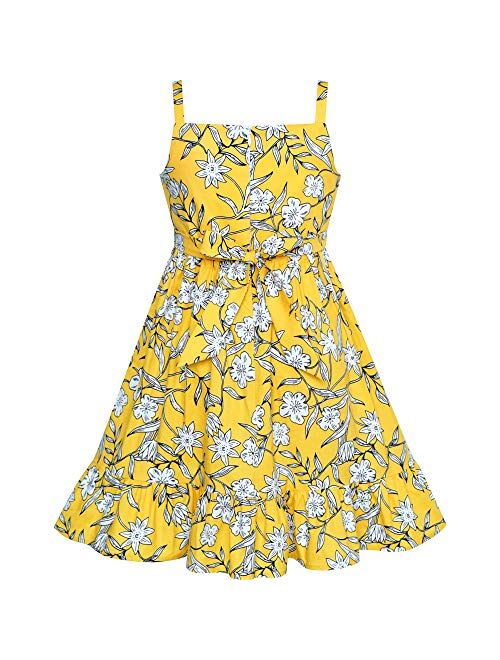 Sunny Fashion Girls Dress Yellow Flower Tank Sundress Party Size 4-8