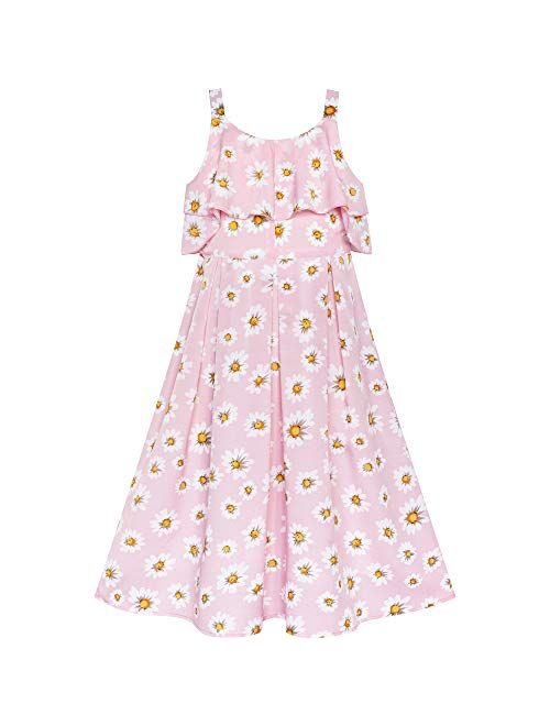 Sunny Fashion Girls Dress Yellow Leaf Sleeveless Summer Party Size 6-12