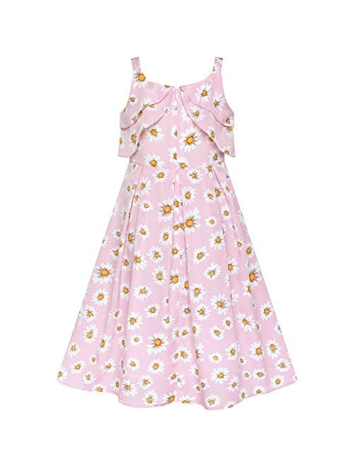 Sunny Fashion Girls Dress Yellow Leaf Sleeveless Summer Party Size 6-12