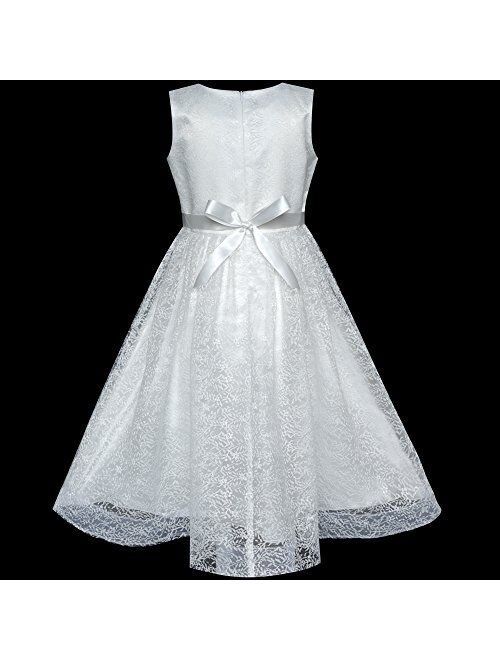 Sunny Fashion Flower Girl Dress Off White Lace First Communion Wedding Bridesmaid