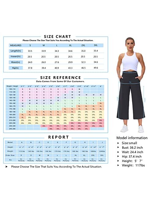 THE GYM PEOPLE Bootleg Yoga Capris Pants for Women Tummy Control High Waist Workout Flare Crop Pants with Pockets