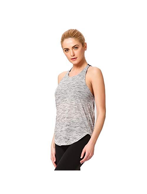 LIERKISS Backless Tops Yoga Athletic Activewear Built in Bra Fancy Tank Tops for Women