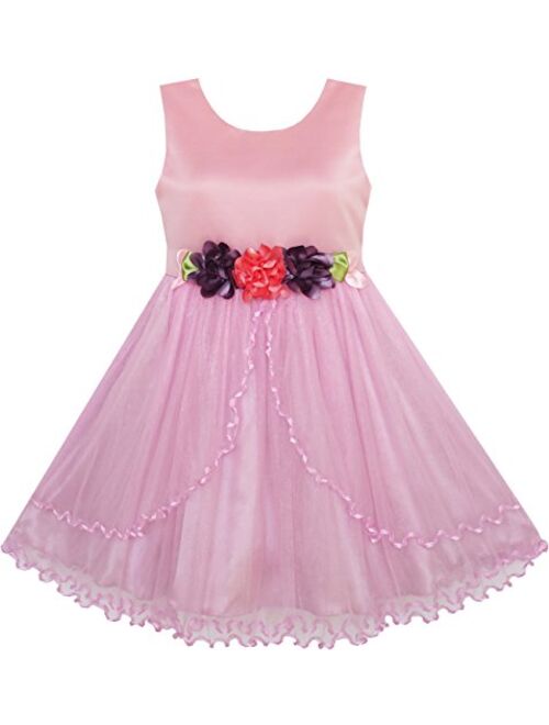 Sunny Fashion Flower Girl Dress Pageant Wedding Party Tulle Overlay Size 4-10