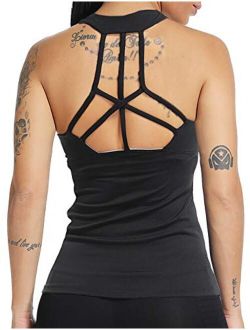 Workout Tops for Women Open Back Muscle Tank Yoga Tops Racerback Athletic Gym Shirts