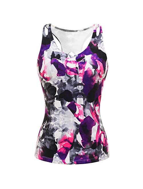 Aonour Tank Tops for Women with Built in Bra Racerback Workout Yoga Tops Sleeveless Women Activewear Tops