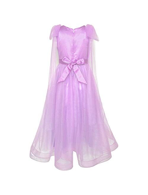 Sunny Fashion Flower Girls Dress Purple Sleeveless Mantillas Wedding Bridesmaid