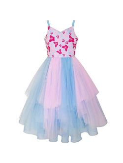 Girls Dress Pink Blue Skater Ball Gown Pageant Size 6-12