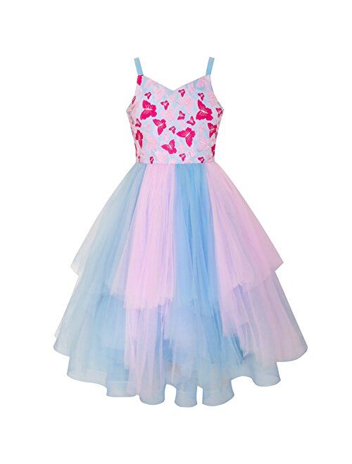 Sunny Fashion Girls Dress Pink Blue Skater Ball Gown Pageant Size 6-12