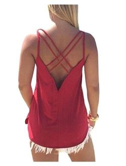 YOINS Tank Camis Vest Tops for Women Sleeveless Criss Cross Back Hollow Casual Tops