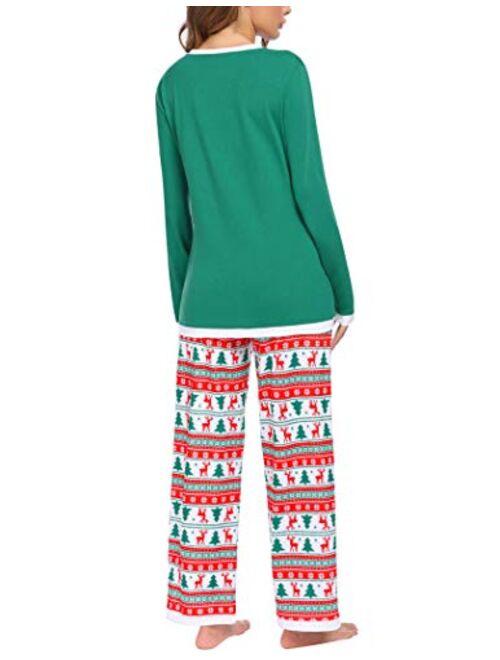 Ekouaer Women’s Pajama Long Sleeve Sleepwear Two Piece Pajamas Set Soft Pj Lounge Sets S-XXL