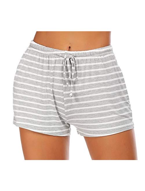 Ekouaer Women Pajama Shorts Comfy Lounge Bottom with Pockets Stretch Strip Sleepwear Drawstring Pj Bottoms Sleep Pants