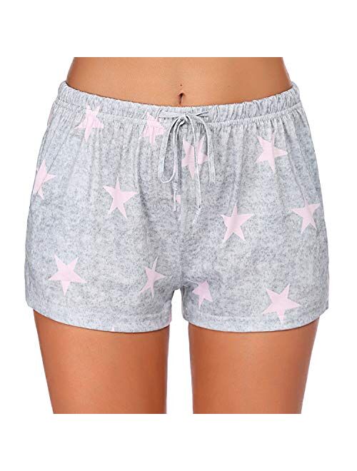 Ekouaer Women Pajama Shorts Comfy Lounge Bottom with Pockets Stretch Strip Sleepwear Drawstring Pj Bottoms Sleep Shorts