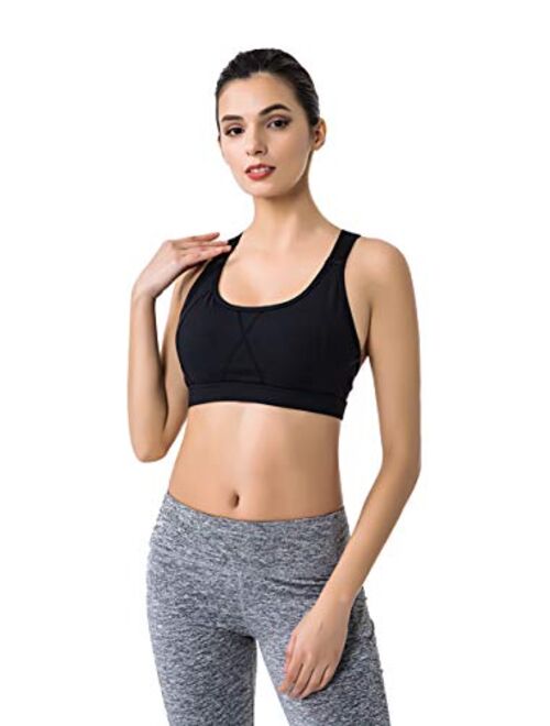 RUNNING GIRL Women’s Racerback Sports Bra-Padded Medium Impact Workout Bra for Yoga Gym Actives and Fitness