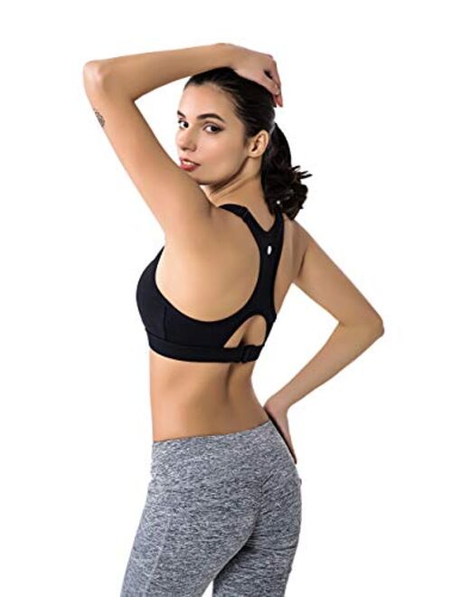 RUNNING GIRL Women’s Racerback Sports Bra-Padded Medium Impact Workout Bra for Yoga Gym Actives and Fitness