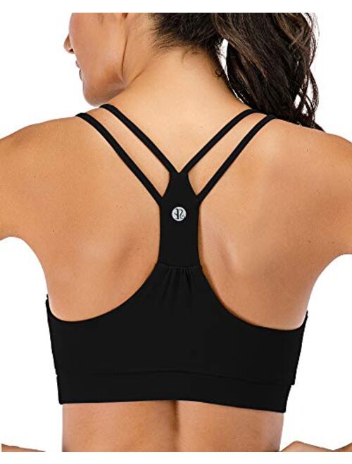RUNNING GIRL Strappy Sports Bra,Medium Support Padded Yoga Bra with Removable Cups Ultra Stretch Workout Bra for Women