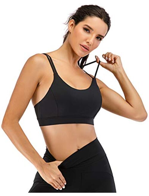 RUNNING GIRL Strappy Sports Bra,Medium Support Padded Yoga Bra with Removable Cups Ultra Stretch Workout Bra for Women