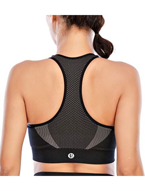 Match Womens Sports Bra Wirefree Padded Racerback Yoga Bra for Workout Gym Activewear with Removable Cups #0001