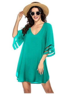 Women's Swim Cover Ups for Beach Swimwear, Summer Casual Loose Sun Dress