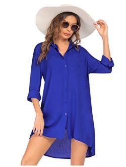 Women's Beach Bikini Cover-up Long Roll-up Sleeve Summer Covers