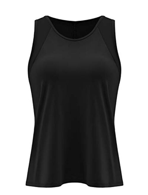 RUNNING GIRL Workout Tank Tops for Women Sexy Open Back Sleeveless Yoga Tops Loose Fit Mesh Athletic Shirts