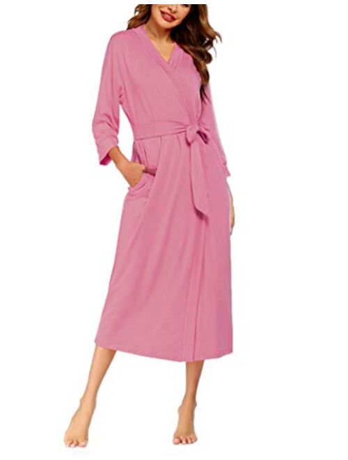 MAXMODA Women Kimono Robes Long Knit Bathrobe Soft Robe Casual Ladies Loungewear S-3XL