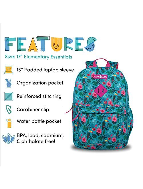 LONECONE Kids' 3-Piece Back to School Kit - Backpack, Lunchbox & Pencil Case, Fossil Friends