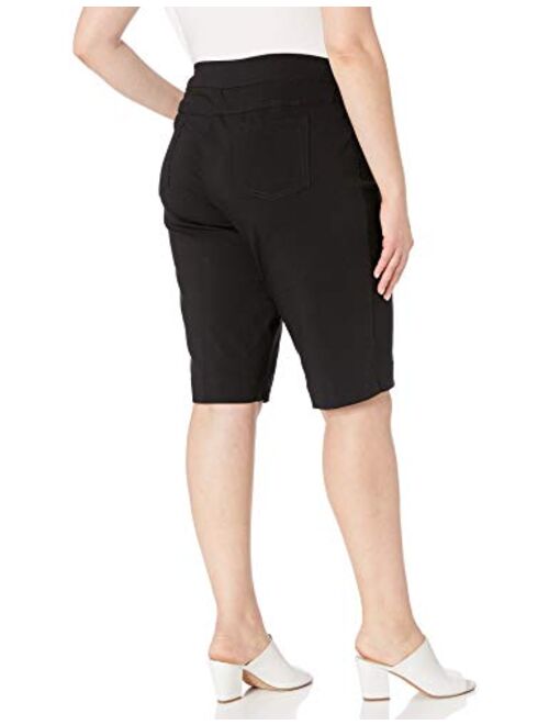 SLIM-SATION Women's Plus Size Wide Band Pull-on Solid Walking Short