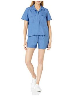 Women's Kayla Boxy Short Sleeve Cargo Pocket Poplin Shirt