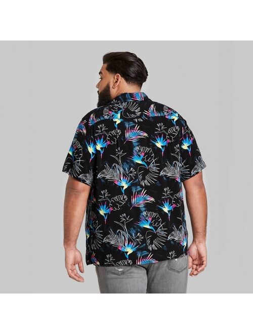 Men's Floral Print Button-Down Shirt - Original Use™ Black/Floral