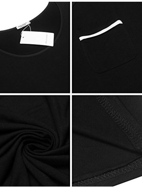 Ekouaer Women’s Sleepshirt 3/4 Sleeves Nightgown Sexy Nightshirts Boyfriend Sleepwear S-XXL