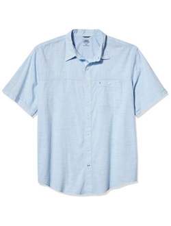 Men's Big & Tall Big and Tall Saltwater Dockside Chambray Short Sleeve Button Down Solid Shirt