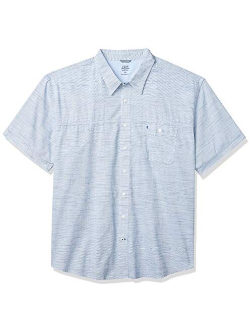 IZOD Men's Big & Tall Big and Tall Saltwater Dockside Chambray Short Sleeve Button Down Solid Shirt