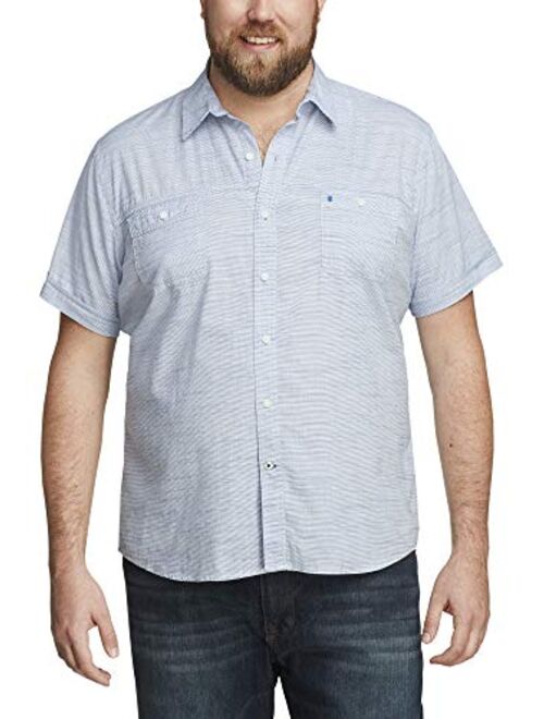 IZOD Men's Big & Tall Big and Tall Saltwater Dockside Chambray Short Sleeve Button Down Solid Shirt