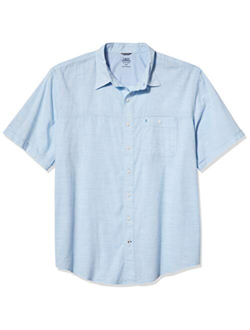 IZOD Men's Big & Tall Big and Tall Saltwater Dockside Chambray Short Sleeve Button Down Solid Shirt