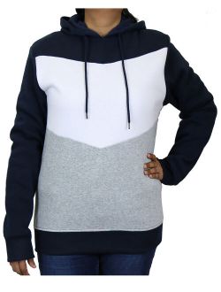 Women's Fleece-Lined Loose Fit Pullover Hoodie with Contrast Color Design