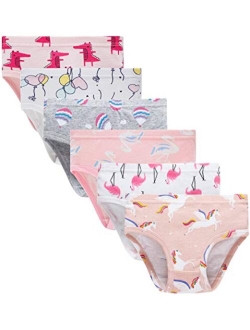 Slenily Little Girls' Soft Cotton Underwear Kids Cool Breathable Comfort Panty Briefs Toddler Undies(Pack of 6)