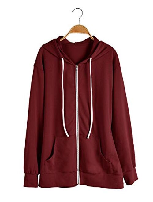 Meilidress Womens Jacket Zip Up Hoodie Sweatshirt Long Sleeve Casual Drawstring Sport Coat With Pockets