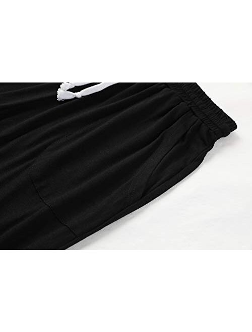 Meilidress Womens Casual Stretch Drawstring Jogger Pants High Waisted Workout Lounge Capri Sweatpants with Pockets
