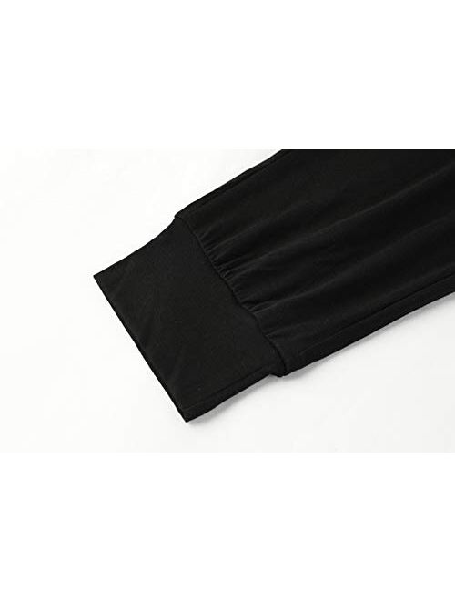 Meilidress Womens Casual Stretch Drawstring Jogger Pants High Waisted Workout Lounge Capri Sweatpants with Pockets