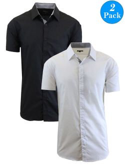 Men's Short Sleeve Slim-Fit Solid Dress Shirts (2-Pack)