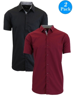 Men's Short Sleeve Slim-Fit Solid Dress Shirts (2-Pack)