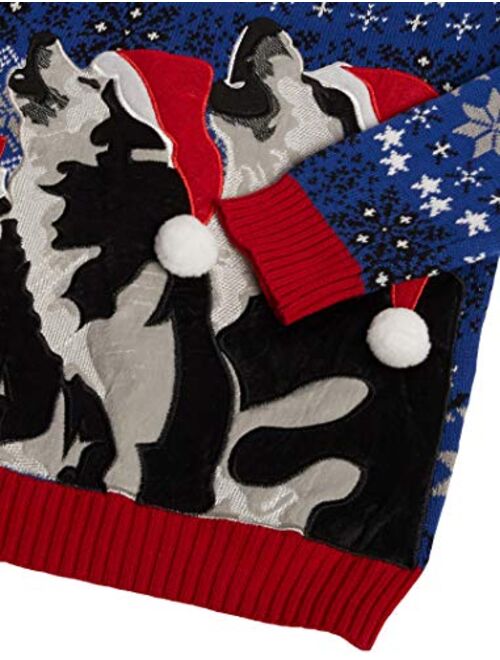 Blizzard Bay Men's Ugly Christmas Sweater Wolf