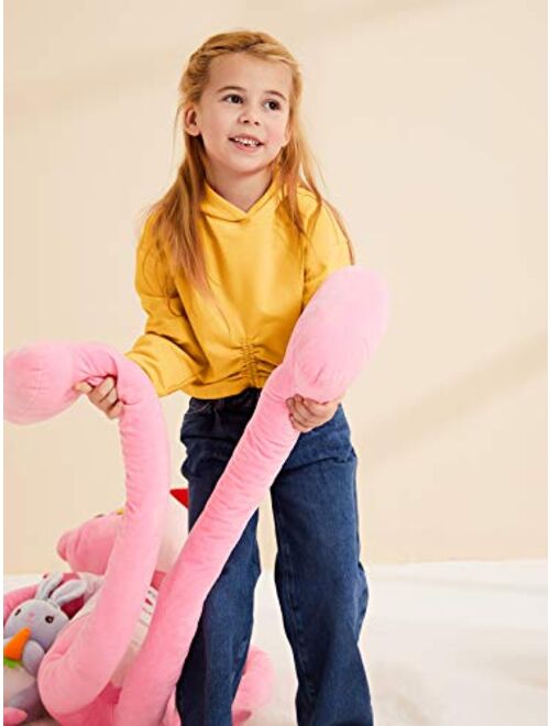 Meilidress Kids Girl's Crop Tops Hoodies Long Sleeve Cute Drawstring Pullover Sweatshirts