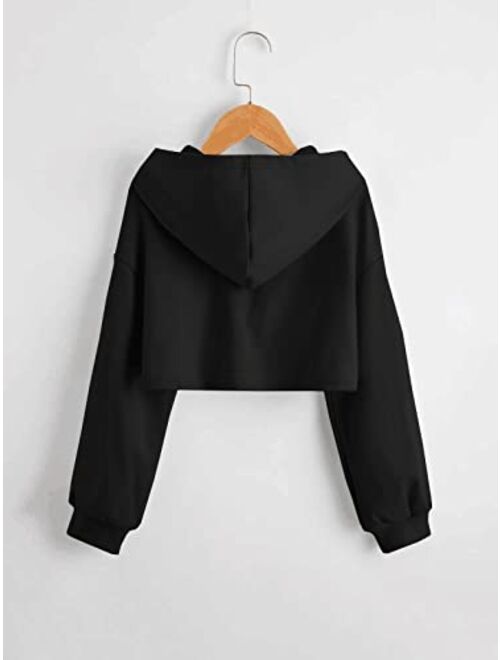Meilidress Kids Girl's Crop Tops Hoodies Long Sleeve Cute Fashion Pullover Sweatshirts With Button